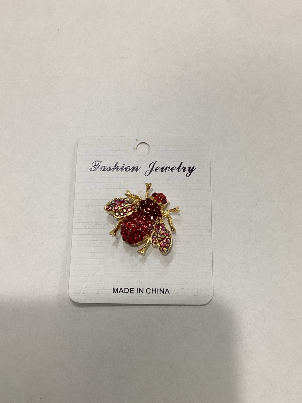 Fashion Jewelry Red and‎ Pink Crystal Bee Brooch